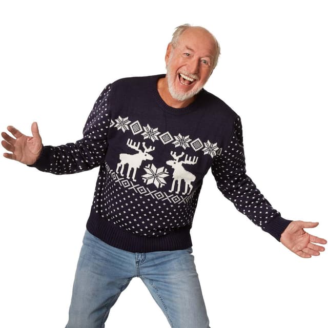 Julesweater Snebyger blå-hvid