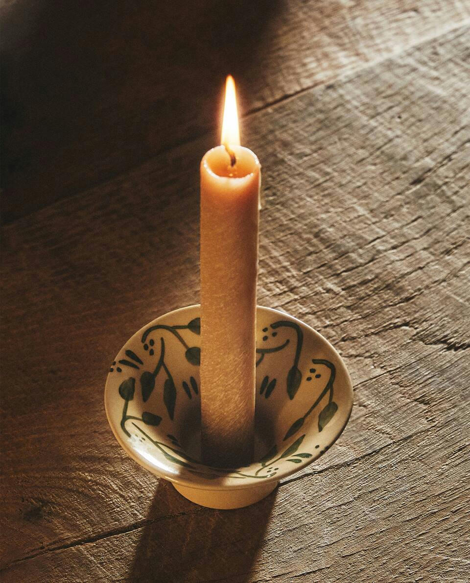 Castiçal de Natal em cerâmica pintada