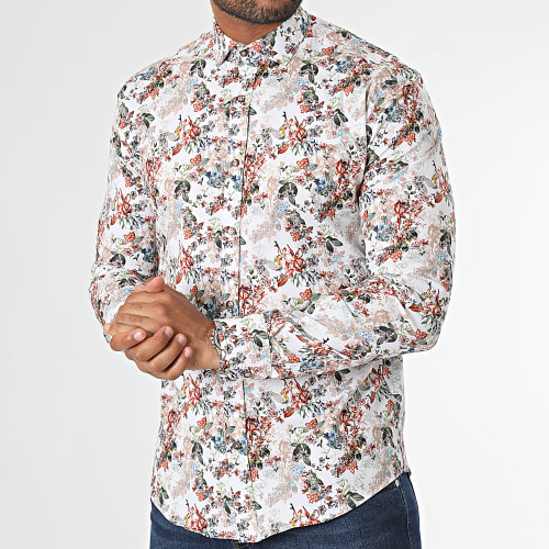 Chemise Manches Longues Blanc Floral