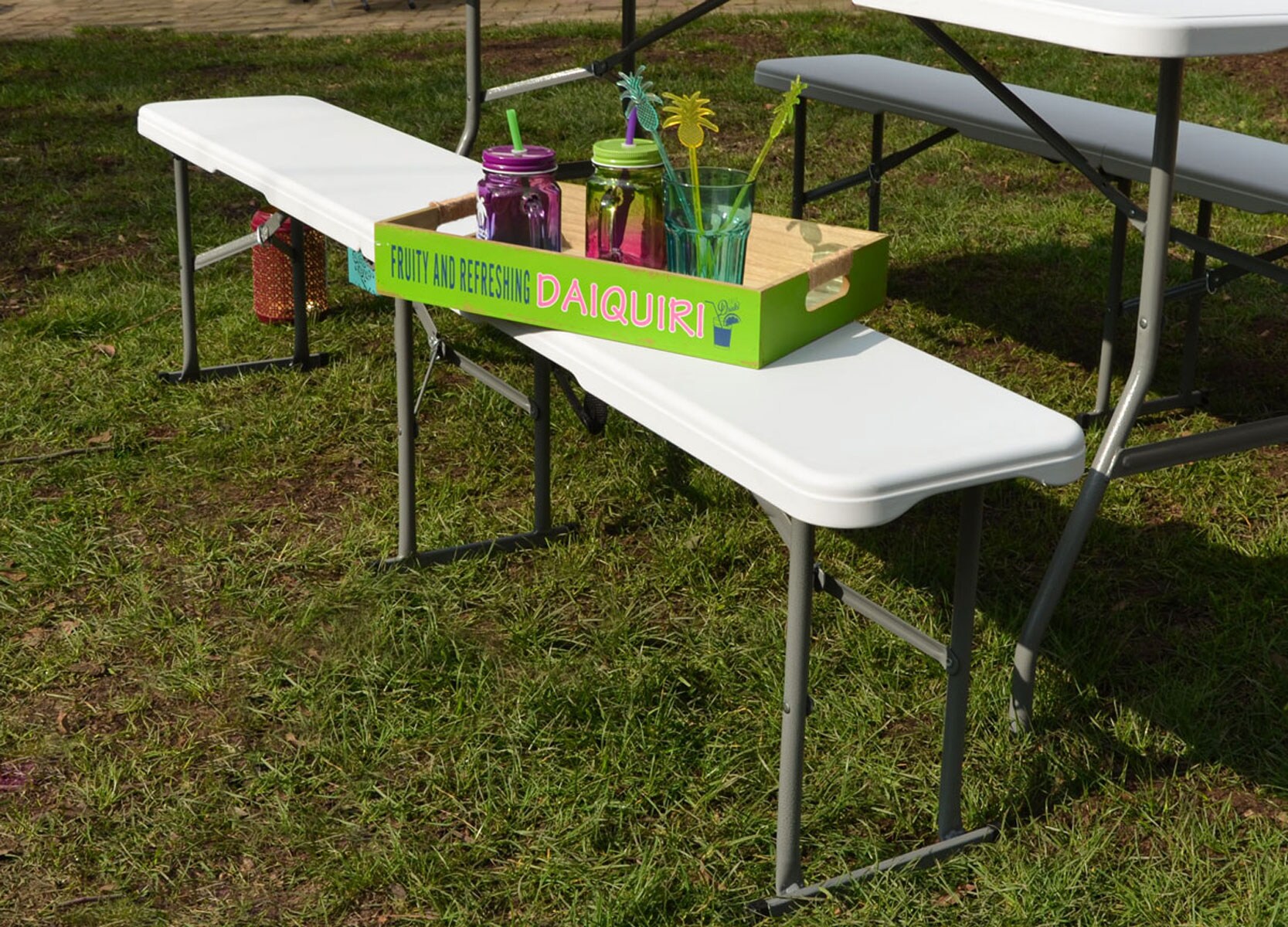 Kunststoff Bierbank - Klappbar 182x27x43 - Sitzbank - Gartenbank Camping Bank