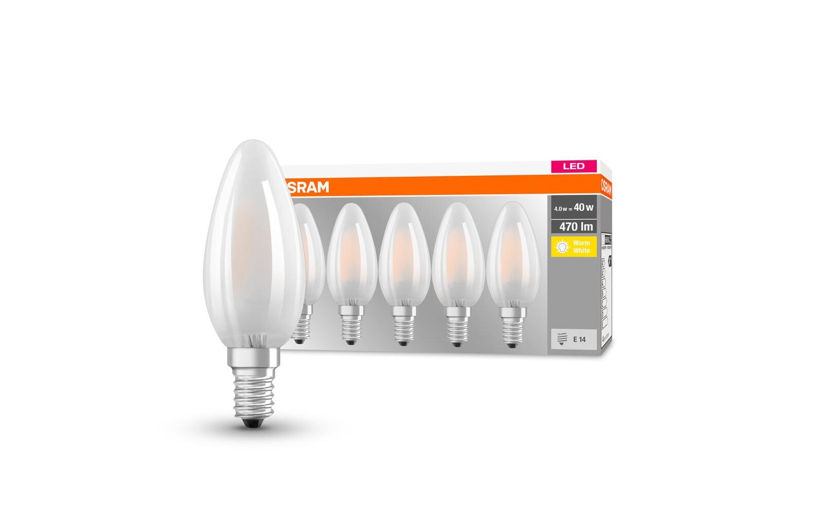 Lampe Base Retro, 4W, E14 Warmweiss, 5er BoxLED-Leuchtmittel