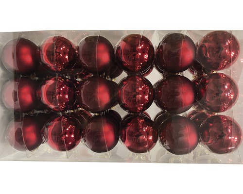 Lafiora glazen kerstboomballen, Ø 6 cm, rood, 54 stuks.