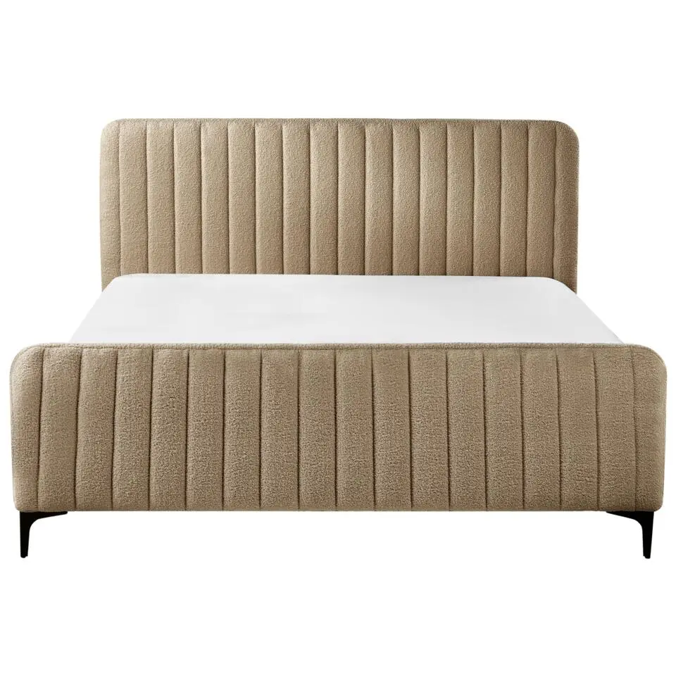 LUNAN - Tweepersoonsbed - Taupe - 160 x 200 cm - Bouclé