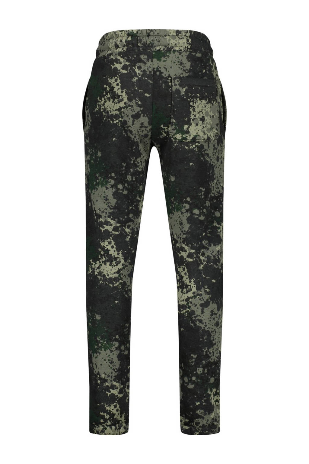 Vingino relaxed joggingbroek Sastin met all over print donkergroen