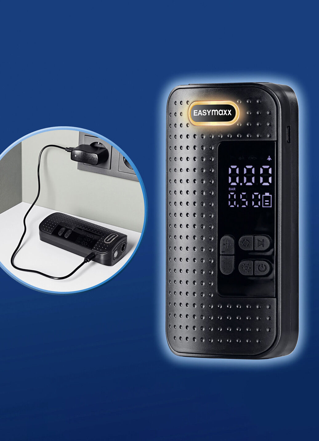 EASYmaxx Akku-Handkompressor mit LED-Beleuchtung