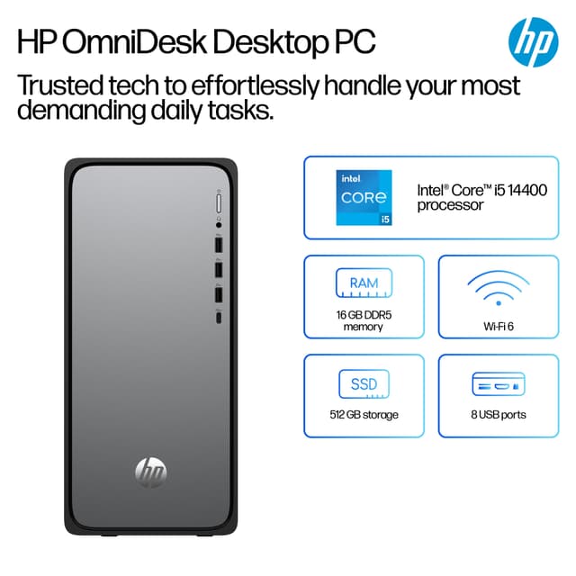 HP OmniDesk M02-0802no i5-14/16/512 stationær computer