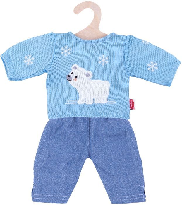 Puppenkleidung PULLOVER MIT JEANS – EISBÄR (35-45cm) in blau