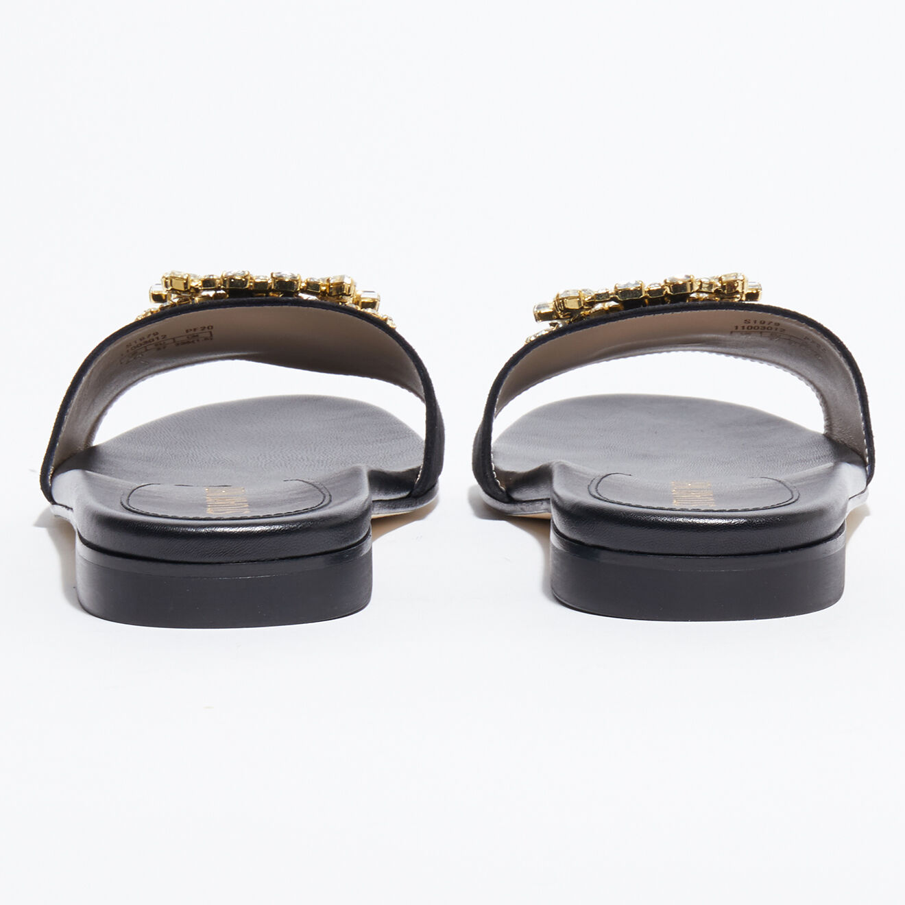Stuart Weitzman Sandales en Velours de Cuir Caicos Crystal noires