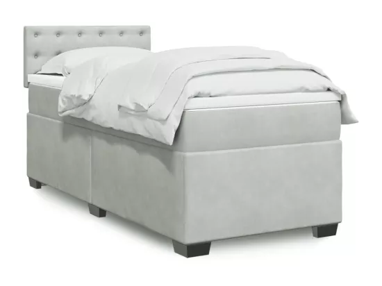 Sommier à lattes de lit et matelas Gris clair 90x190 cm Velours