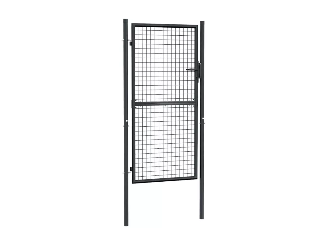 Portail en maille de jardin Acier galvanisé 100 x 225 cm Gris