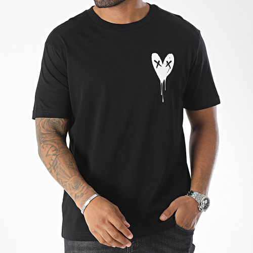 Tee Shirt Oversize Large Heart Series White Noir