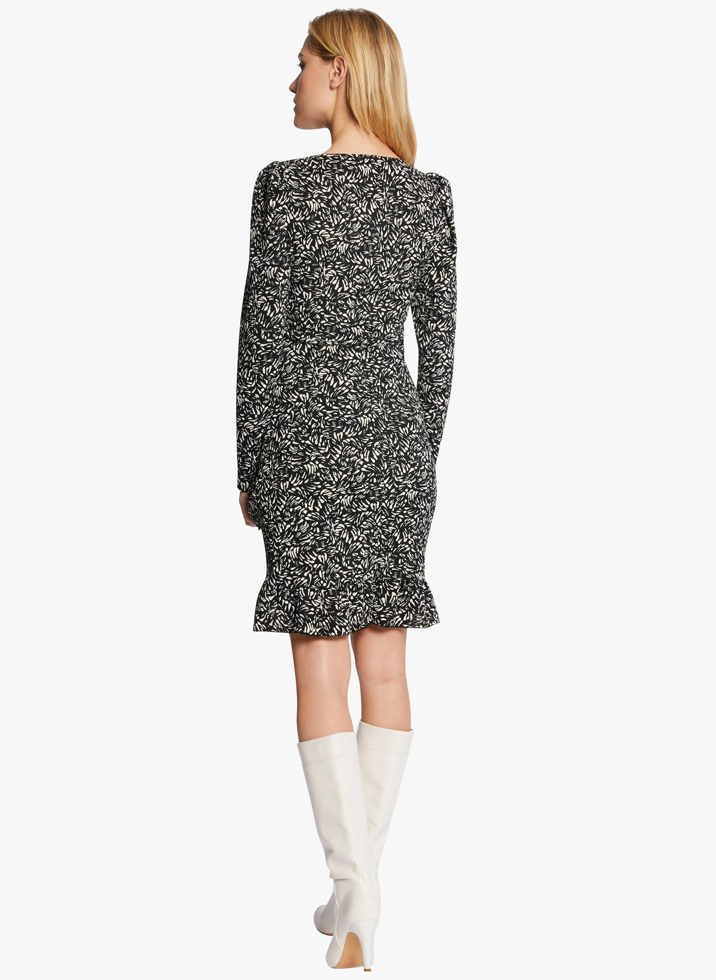 RPRINT - Robe courte à motif fantaisie | Noir