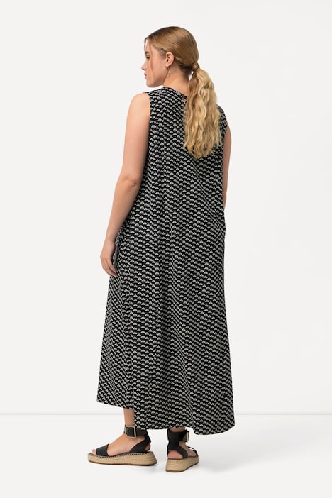 Jersey-Maxikleid, A-Linie, V-Ausschnitt, ärmellos