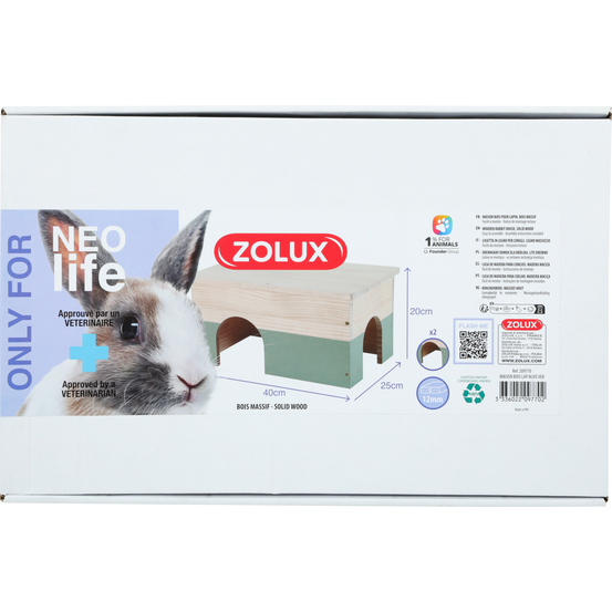 Maison en bois Neolife verte pour lapin L. 26.5 l. 41.0 H. 5.5 cm