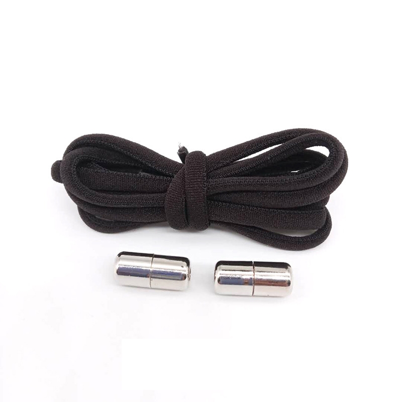 (1 Paar) 110cm Elastische Schnürsenkel ohne Binden Halbkreis Schuhbändel   Verschluss - Schwarz