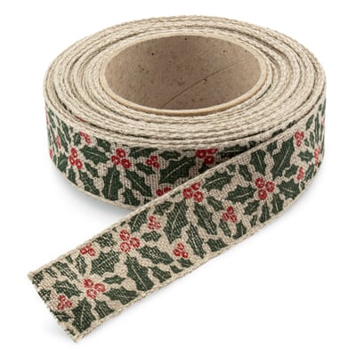 Geschenkband Leinen 2,5 cm, Stechpalme