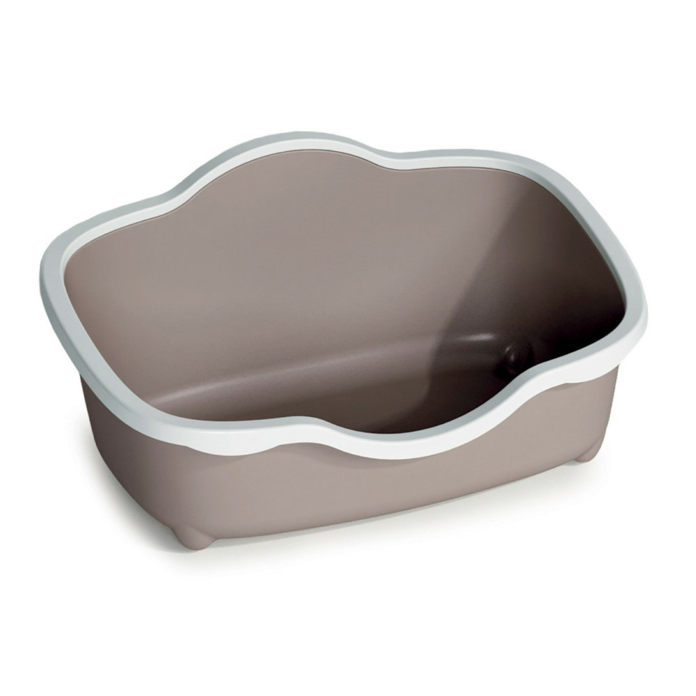 Bac à litière allongé taupe 59 x 39x 27 cm pour chat
