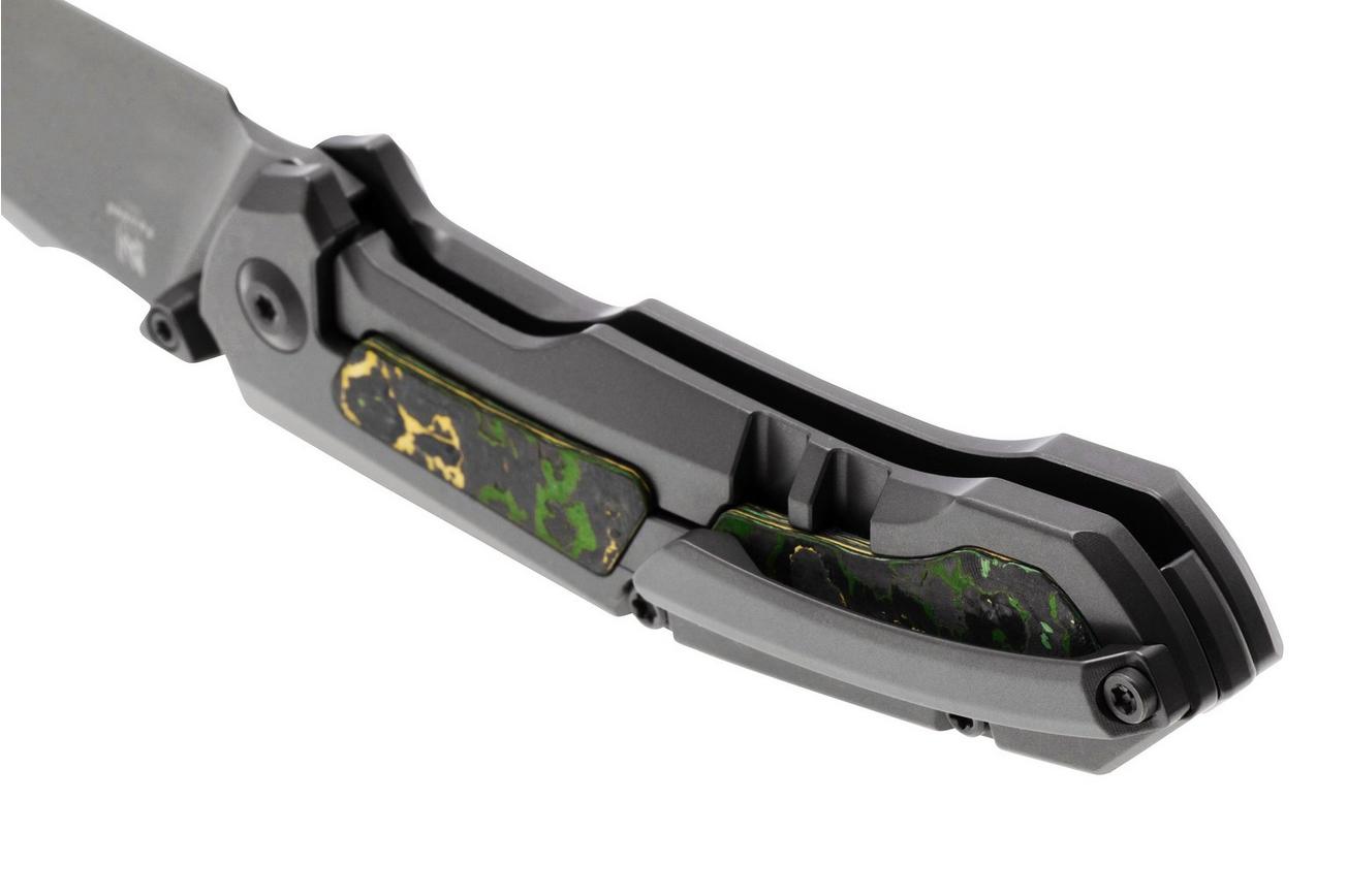 Kizer Feweed KI3694A2 Grey Stonewashed CPM S90V, Titanium Toxic Storm Fat Carbon Inlay, zakmes