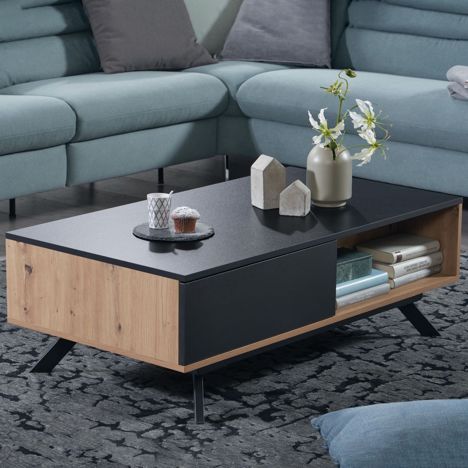 Couchtisch - Eiche - schwarz - 110 cm