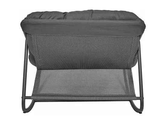 SABHA - Fauteuil à Bascule en Métal et Textilène Gris avec Coussin Gris