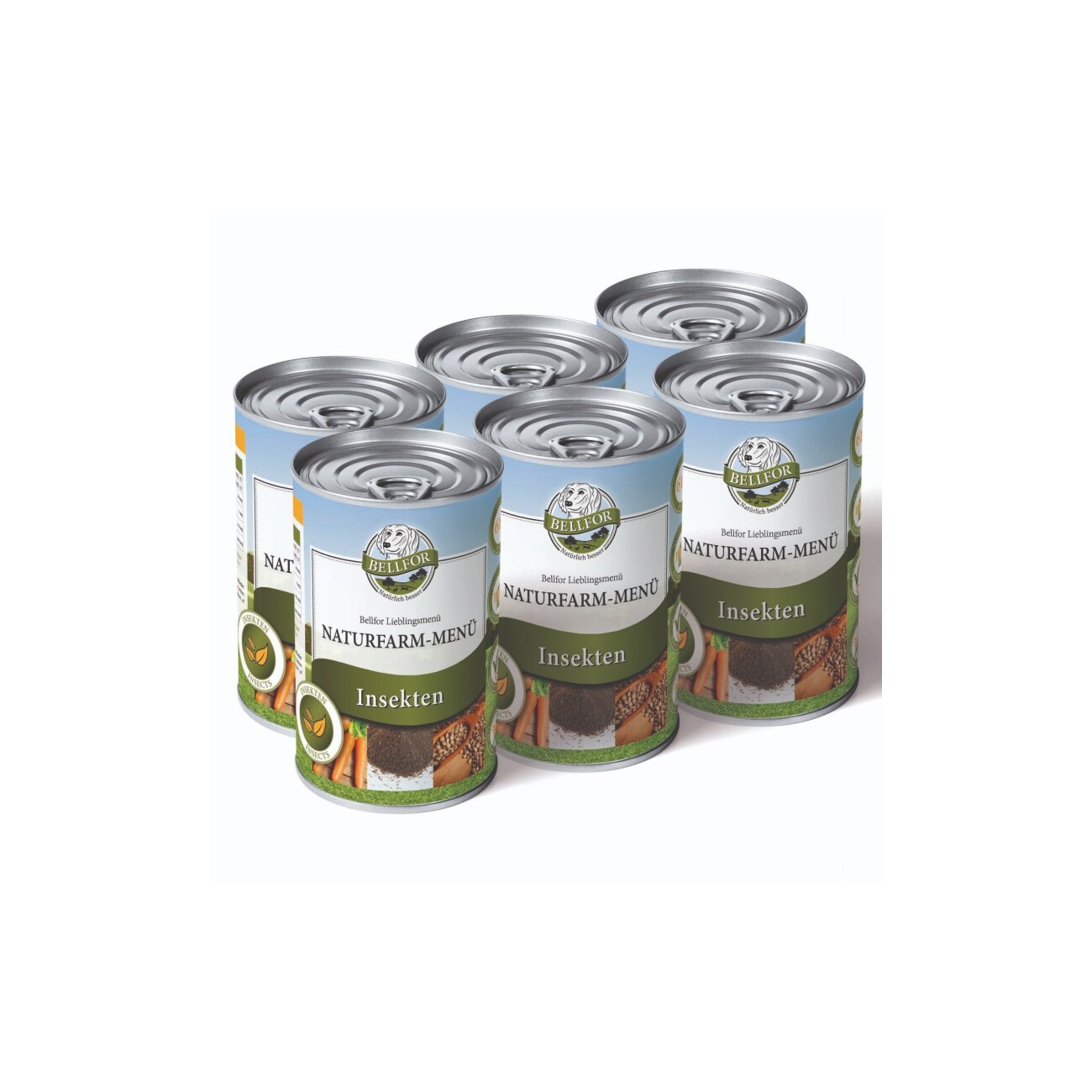 Bellfor Hundefutter Nass mit Insekten - Naturfarm-Menü - 6x400g