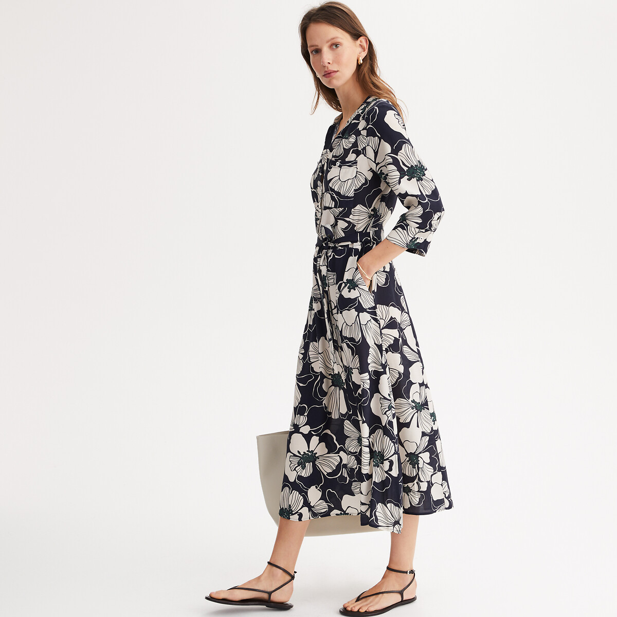 ANNE WEYBURN<br>Vestido longo e amplo com estampa floral