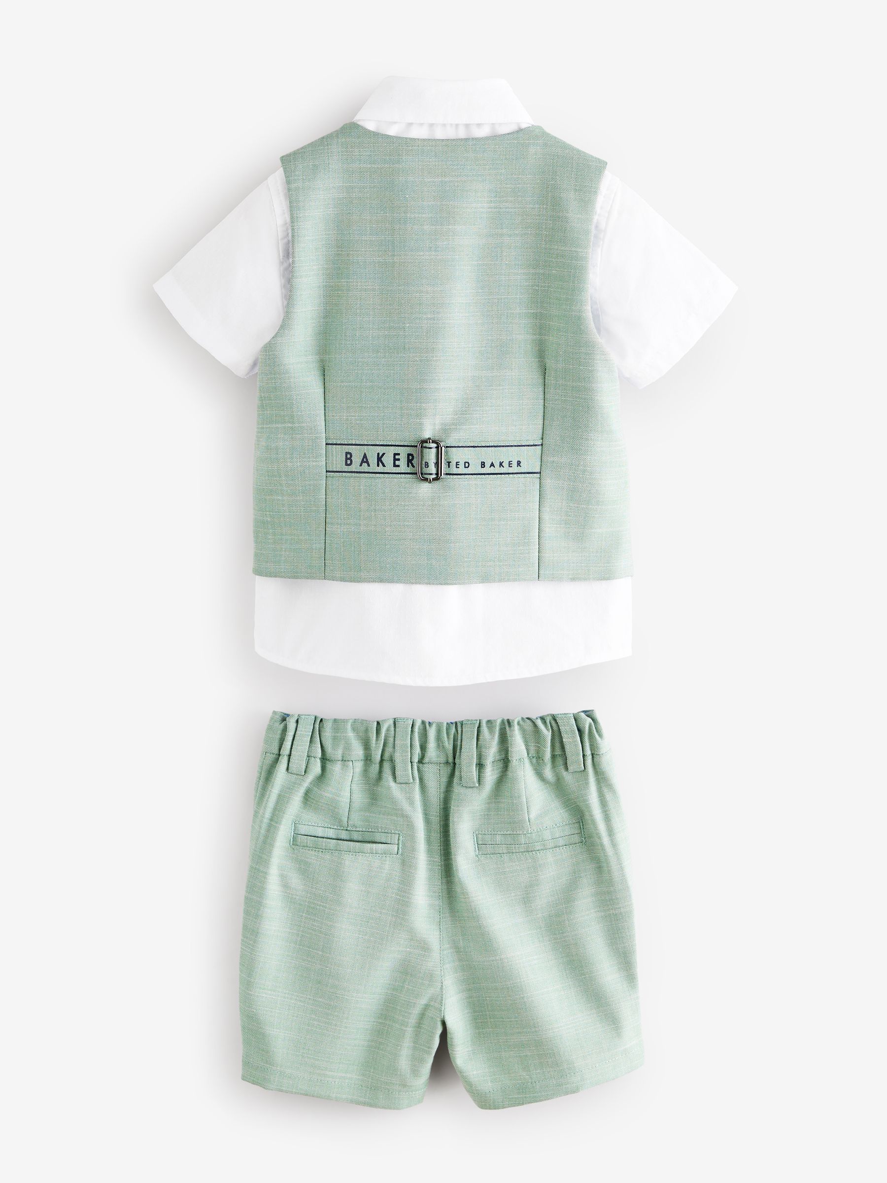 Baker by Ted Baker - Set van groen overhemd, gilet en short