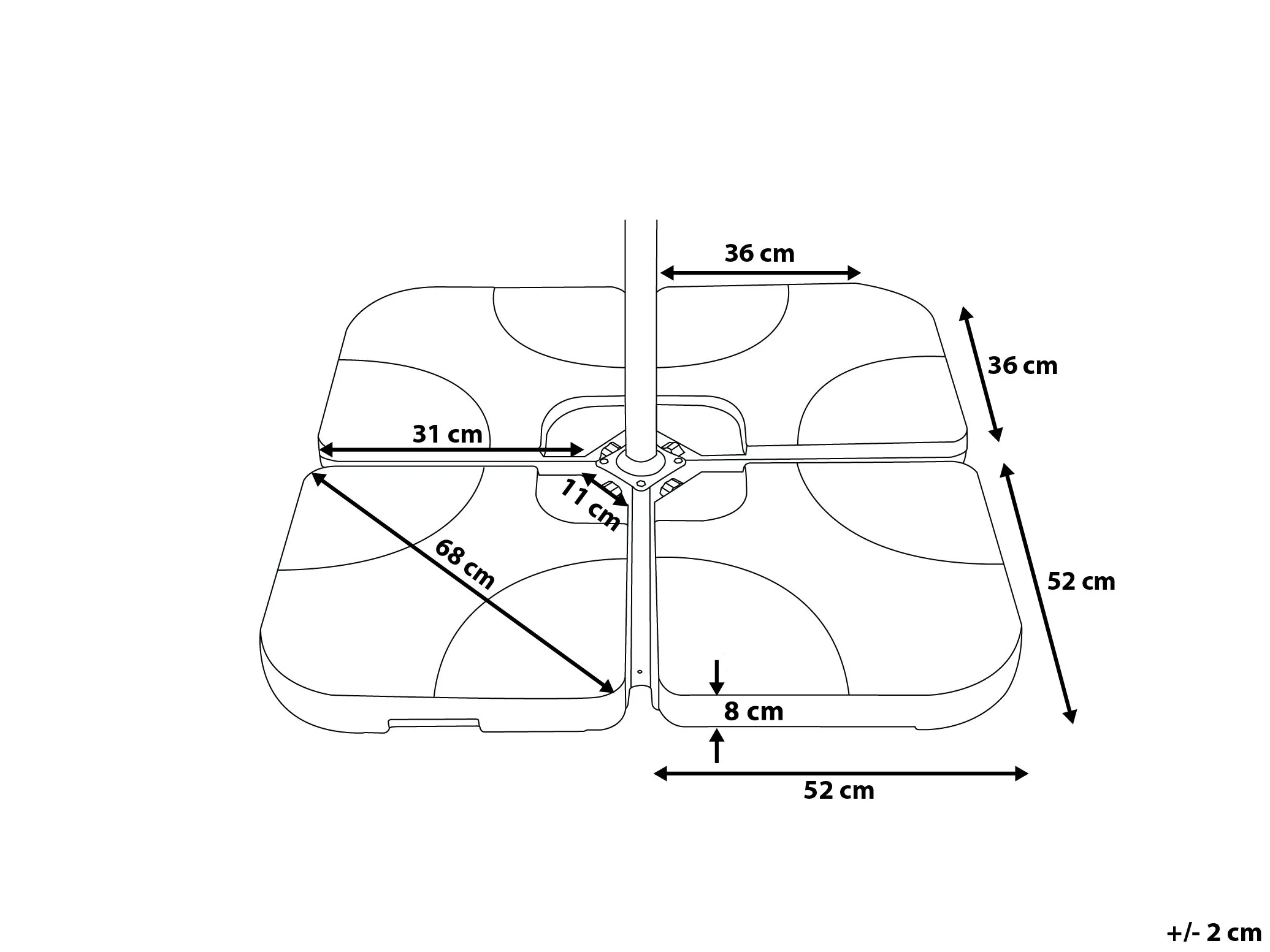 Parasolvoet CARIA Taupe Vierkant 9 kg