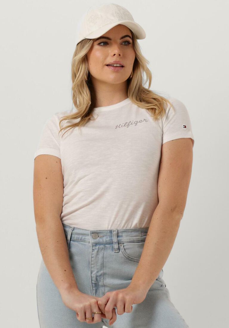 TOMMY HILFIGER witte tommy hilfiger t-shirt slim gold hilfiger c-nk ss