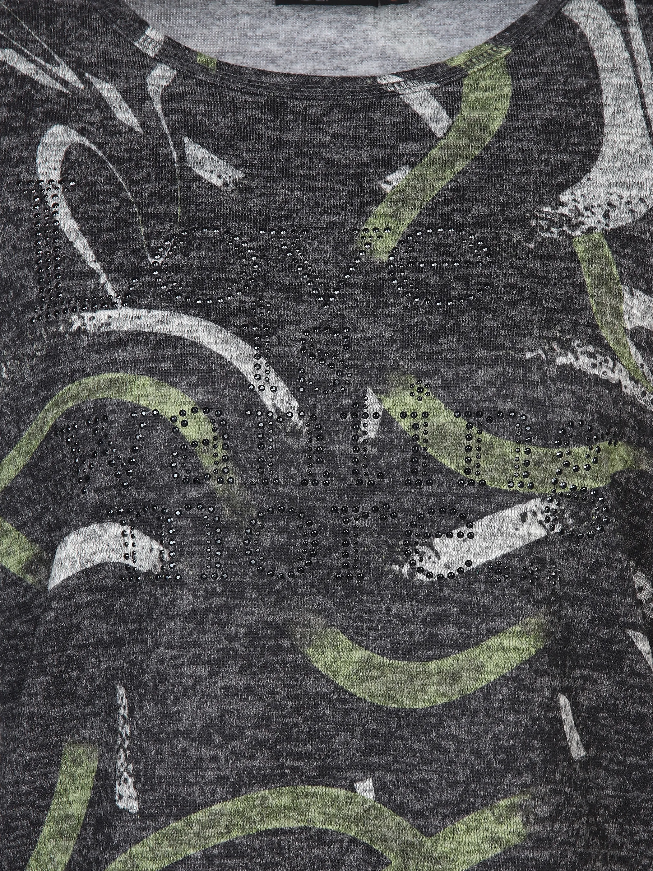 Damen Print Flauschshirt mit Strasssteinchen