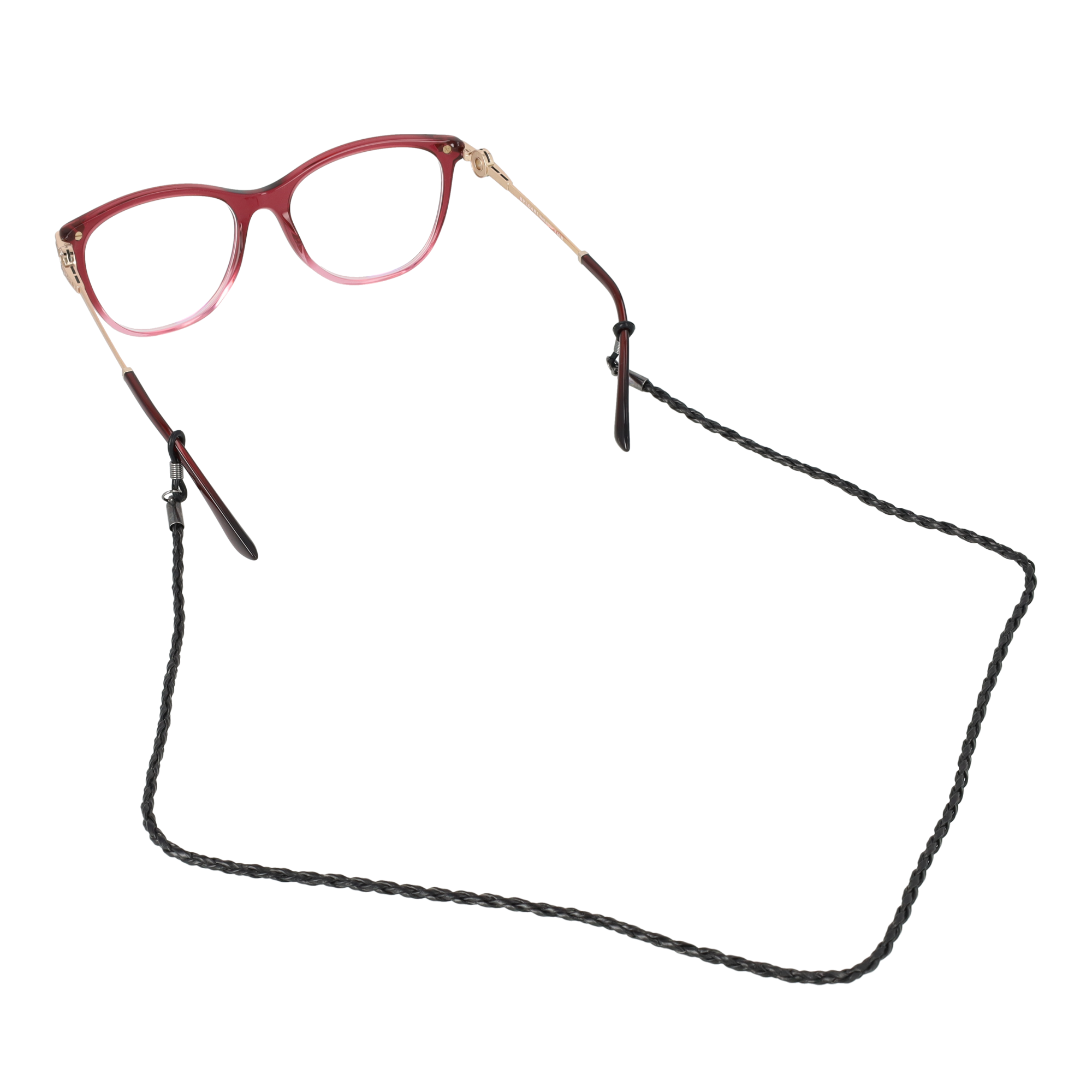 (70cm) Eyewear Halter Brillenkette Sonnenbrillenband Leder Nackenkordel - Schwarz