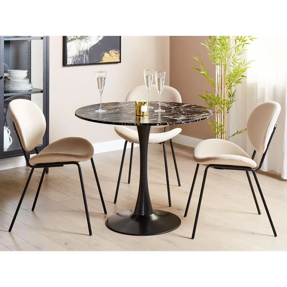 BOCA - Ronde eettafel - Zwart/Goud - 90 cm - MDF