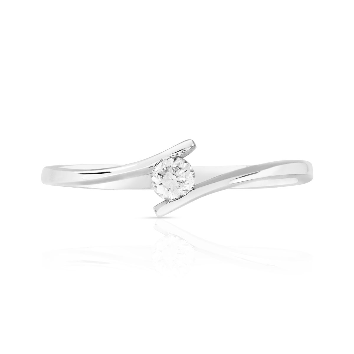 Solitaire or blanc 750 diamant synthétique 0.10 carat