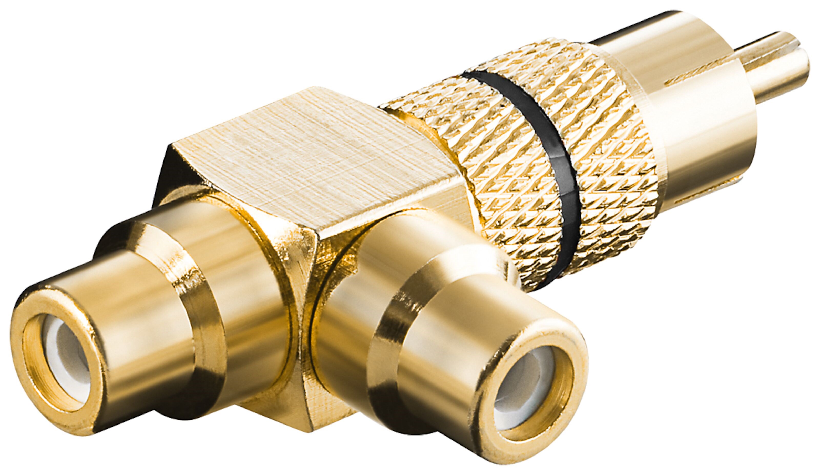RCA-adapter med lyduttak, gullbelagt Svart