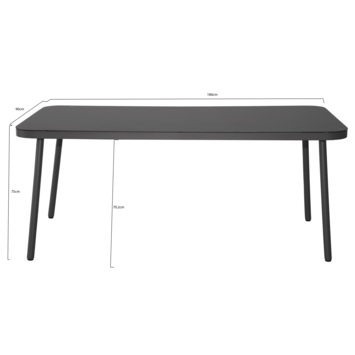 Wakefield eettafel Lille zwart metaal 180x90 cm