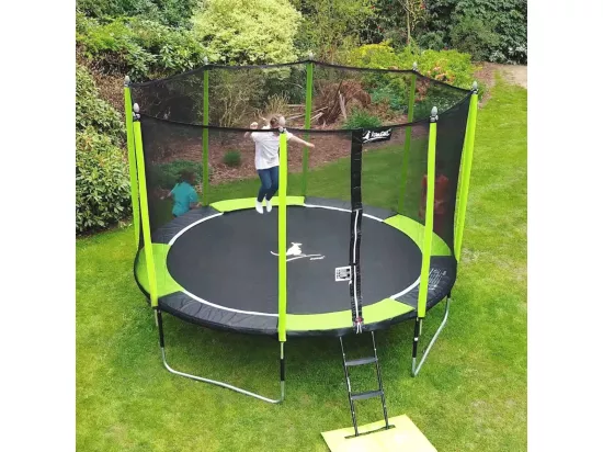 Kangui - Trampoline de jardin 305 cm + filet de sécurité JUMPI Vert/Noir 300
