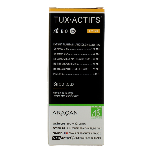 Synactifs Tux Actifs 12+ Sirop toux bio - Confort de la gorge