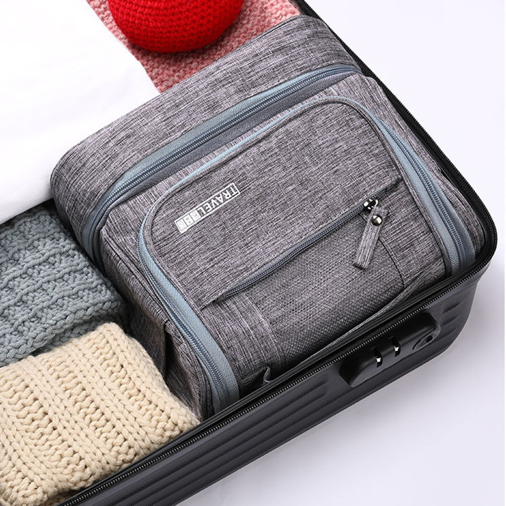 (24x13x20cm) Reise Kosmetik Make Up Tasche Necessaire Organizer Bag mit Reissverschluss - Schwarz