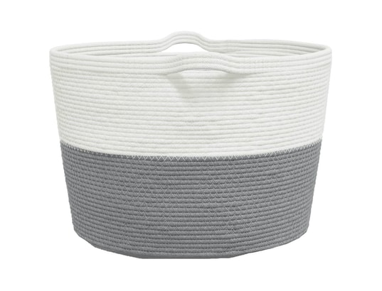 VIDAXL - Panier à linge gris et blanc ø60x36 cm coton