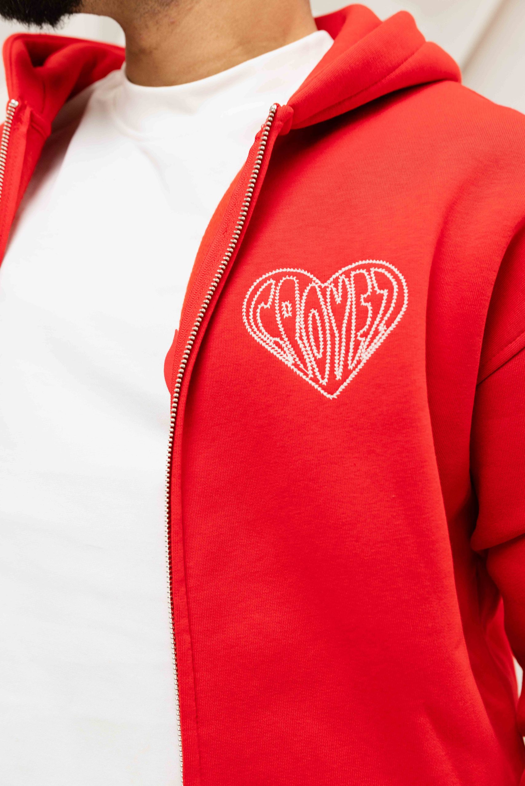 Croyez Stitched Heart Zip Hoodie Heren Rood
