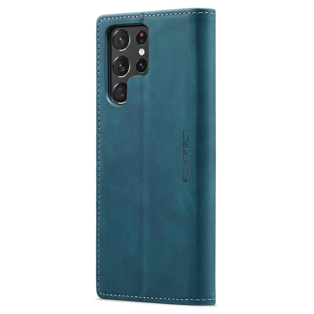 Samsung Galaxy S22 Ultra 5G Leder Tasche Flip Wallet Etui mit Kartenfächern - Blaugrün