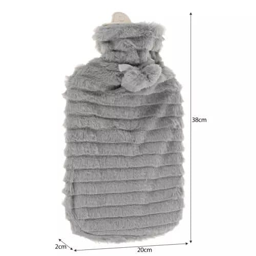 2L varmeflaske med fluffy etui | Stor varmtvannsflaske med plysjtrekk
