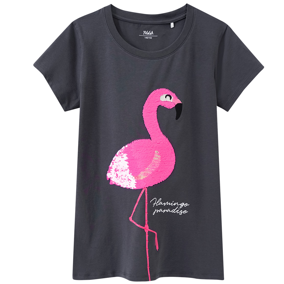 Yigga Mädchen T-Shirt mit Wendepailletten dunkelgrau