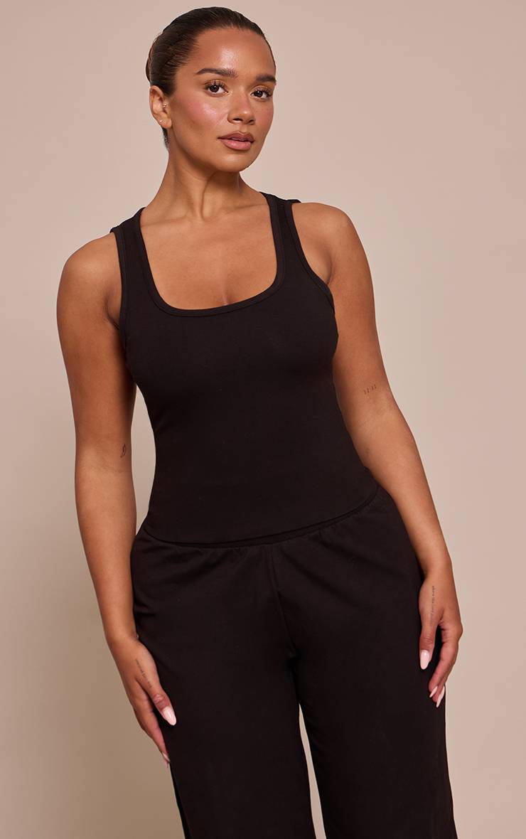 Noir Délavé Pantalon Large Taille Haute Shape Coordonné