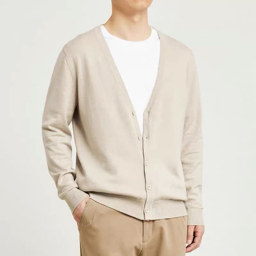 Lefitt - V-hals effen vest met knoopjes