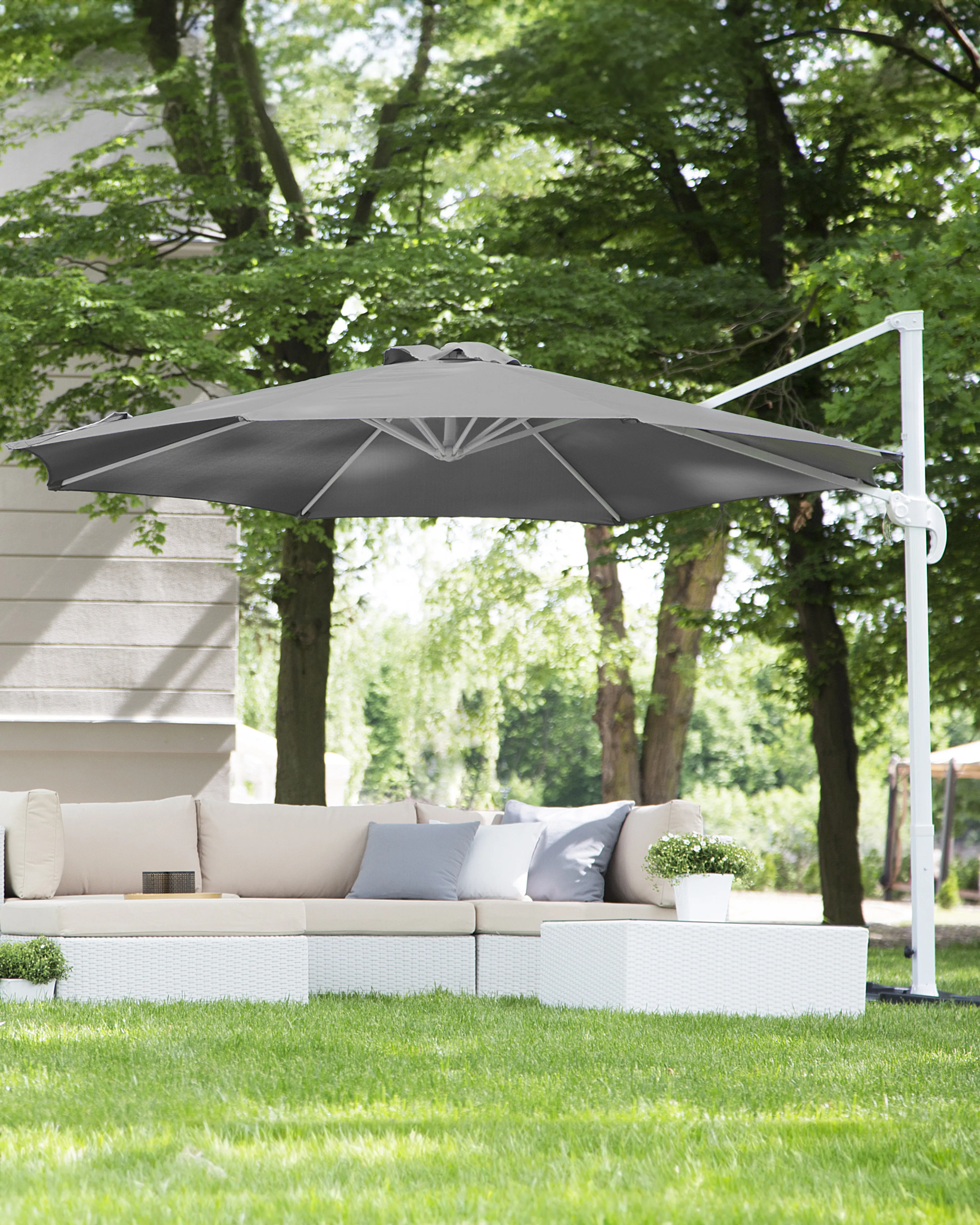 Zweefparasol 300 cm SAVONA Grijs Donkergrijs