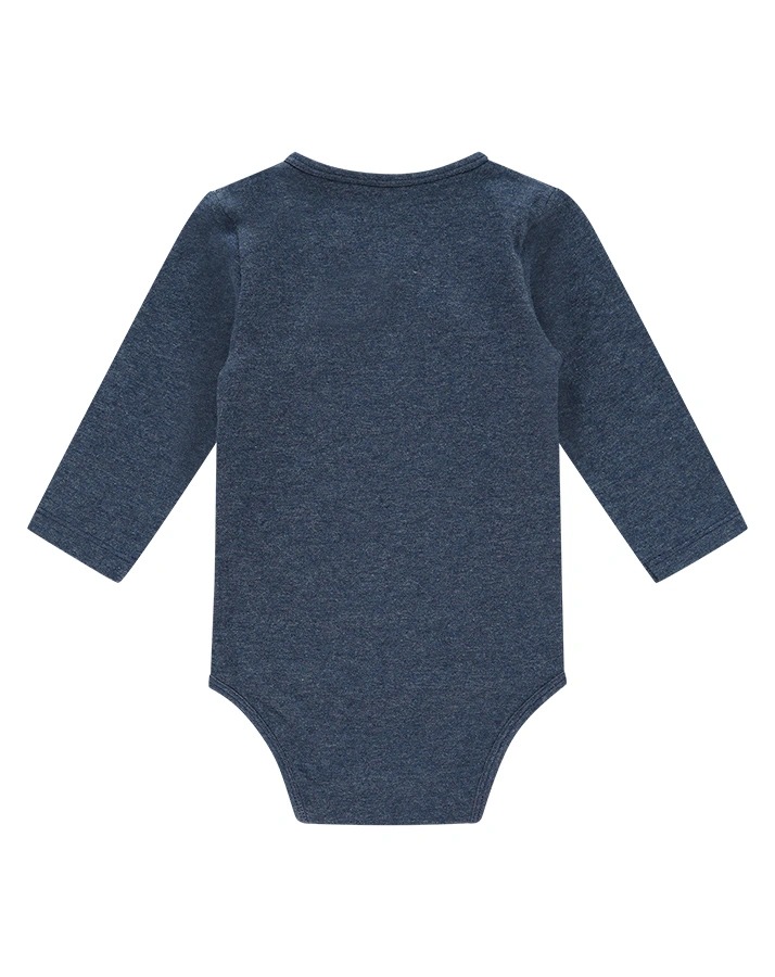 Langarm-Wickelbody PELLE BABY in dunkelblau melange