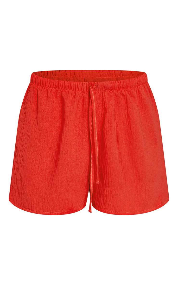 Bright Orange Short Taille Haute Fluide Avec Lien À Nouer Ensemble Coordonné Tissé