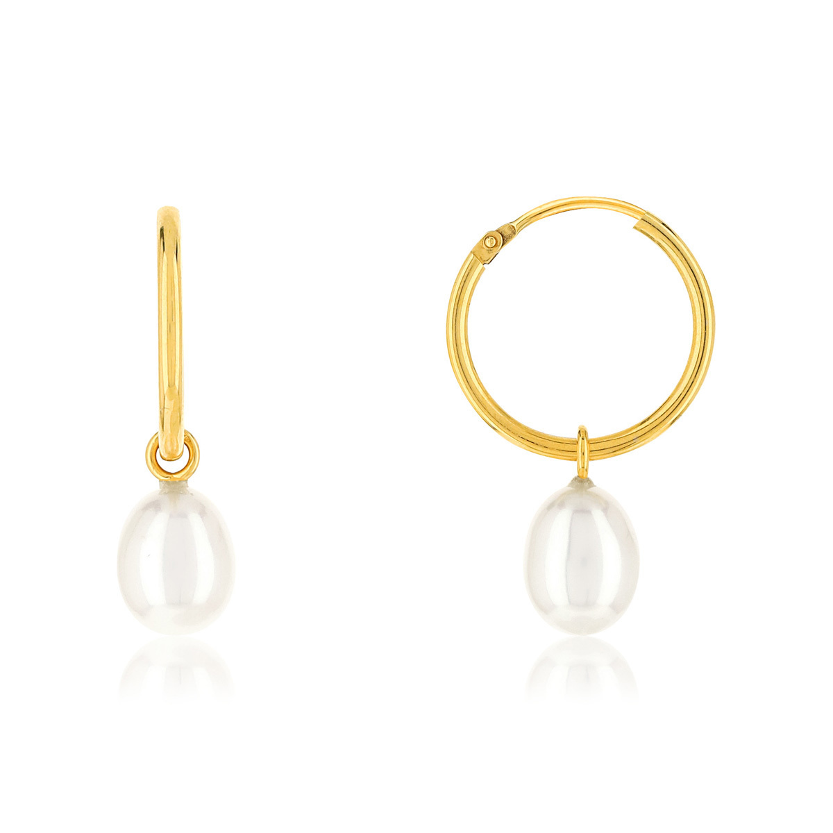 Créoles or jaune 375 perles de culture de Chine