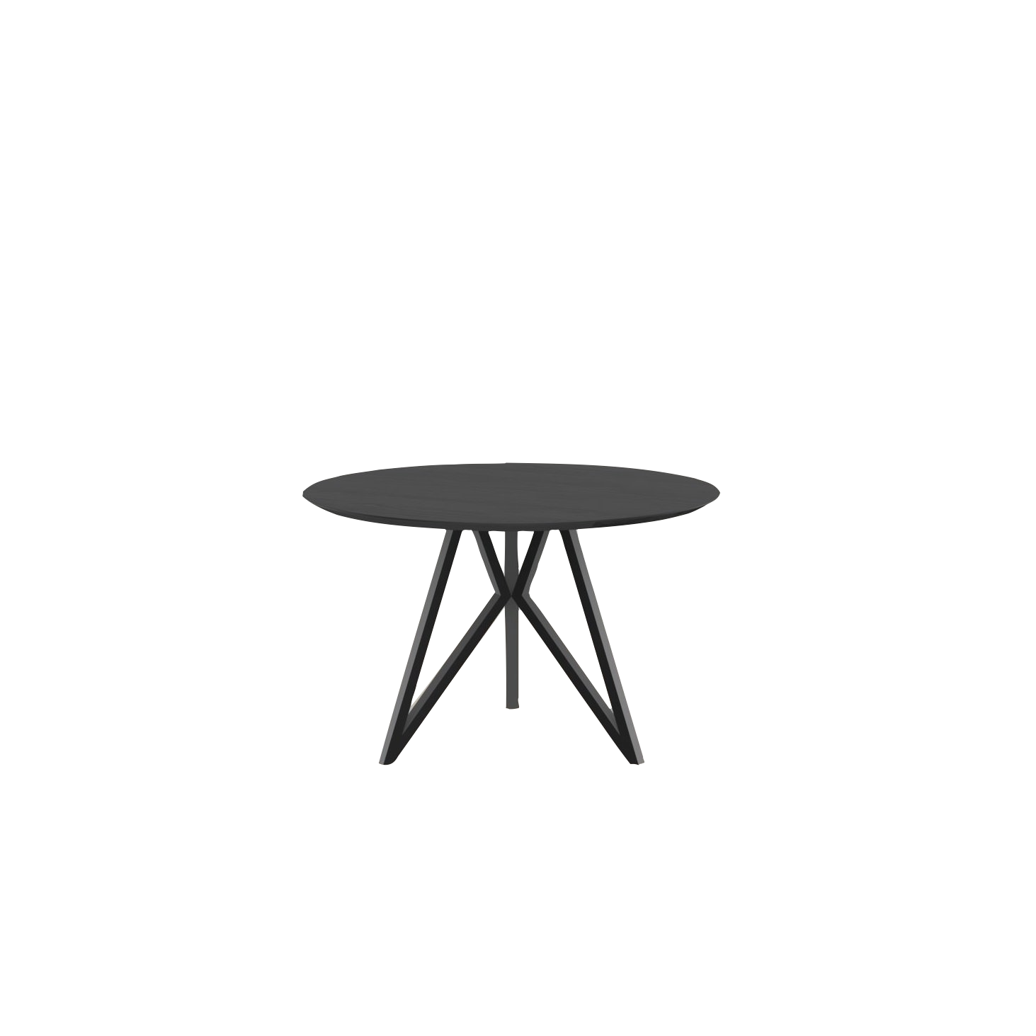 Studio HENK tafel Butterfly Rond Tripod - zwart frame, zwarte beits ⌀120 | Zwarte Beits | Verjongde Rand | Frame Zwart